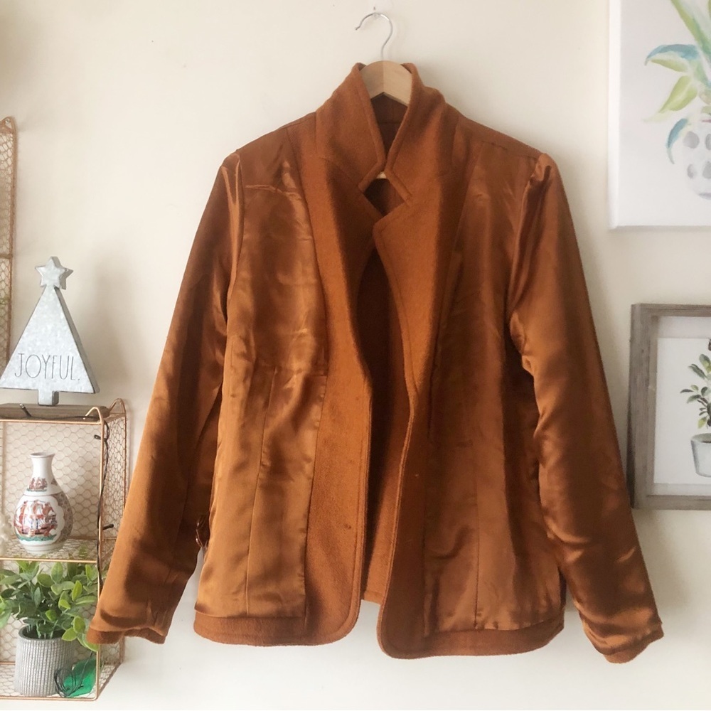 Linea by Louis Dell’Olio Rust Wool Blend Button Up Blazer w/ Pockets Size Large - Picture 7 of 11